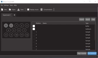 Existing software sample setup screen