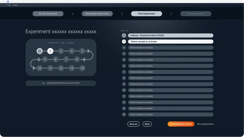 Experiment definition screen with well-order diagram