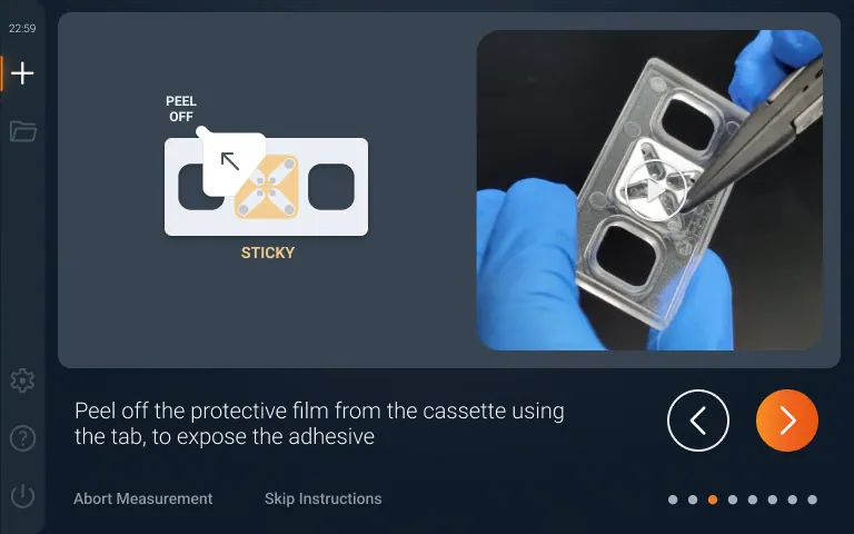 Sample carrier assembly instruction screen