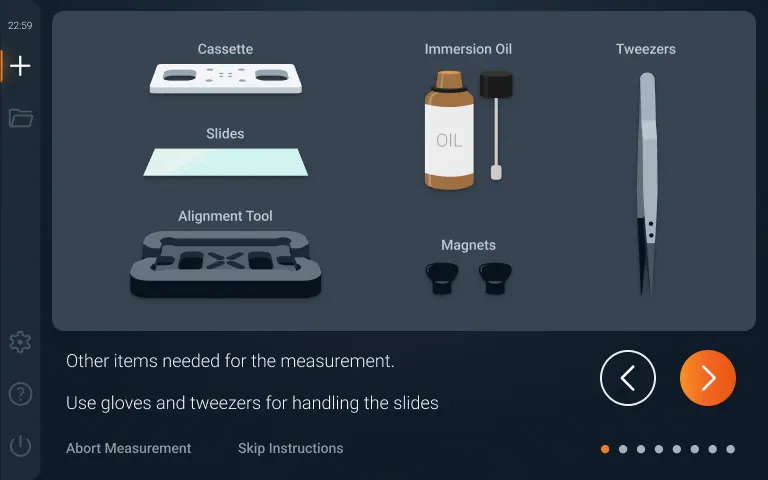 Things needed instruction screen