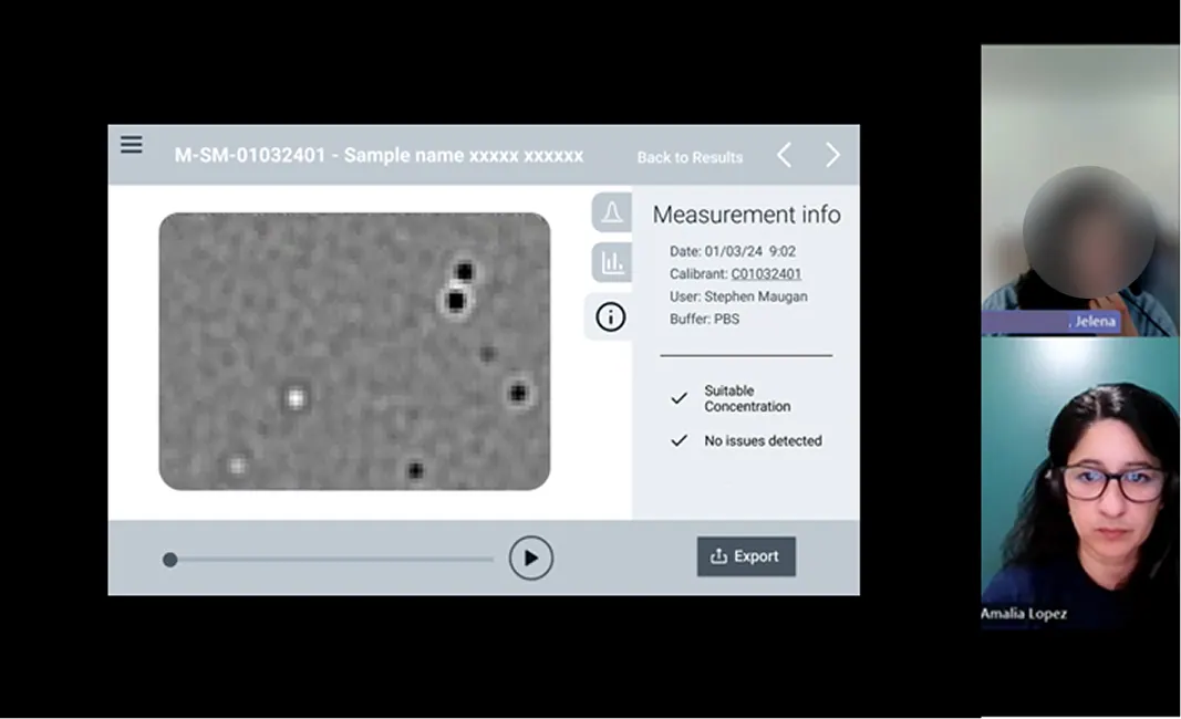 Remote usability testing session showing measurement info wireframe